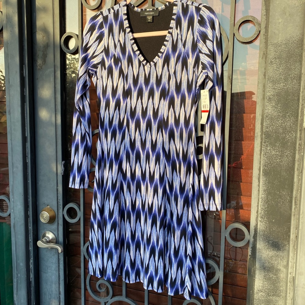 Karen Kane Coral Coast Fit & Flare Dress Blue Women's XS NWT
